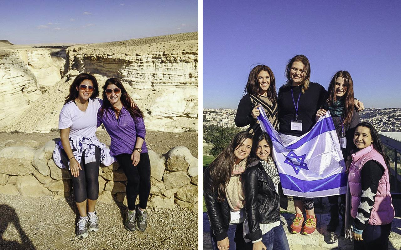 Photos of Abby Taub in the Negev and on Mt. Scopus above Jerusalem on her Birthright Israel trip in 2015