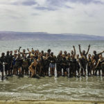 Allegra Hortsmann with her Birthright Israel group in the Dead Sea