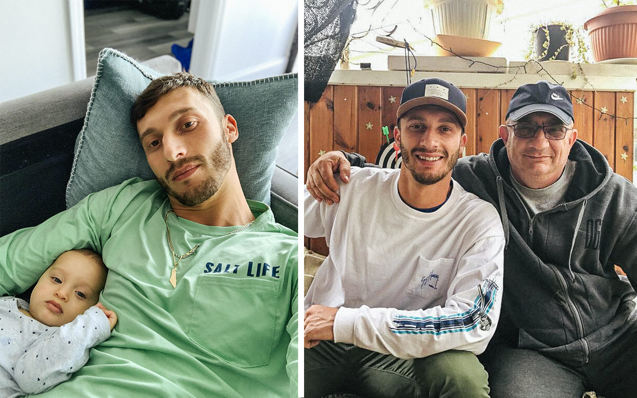 A photo of Alexei and his son Shai alongside a photo of Alexei and his father in Israel