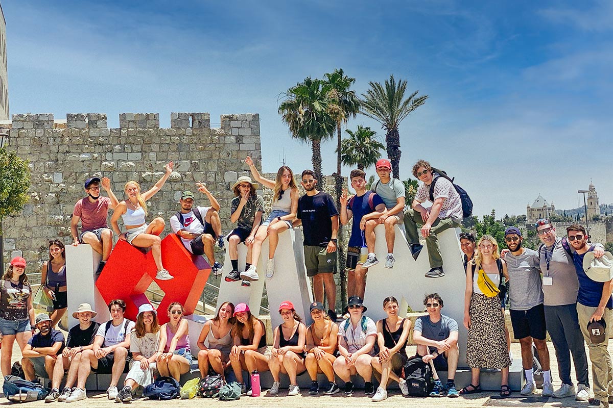 Staff member Kira Finkenberg's Birthright Israel group in the Old City in the summer of 2021