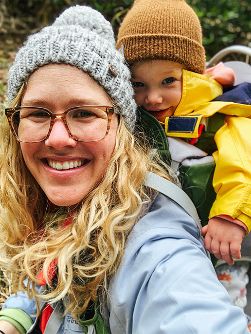 Colleen & Richard Fain's daughter — a Birthright Israel alumna — and grandchild on a hike together
