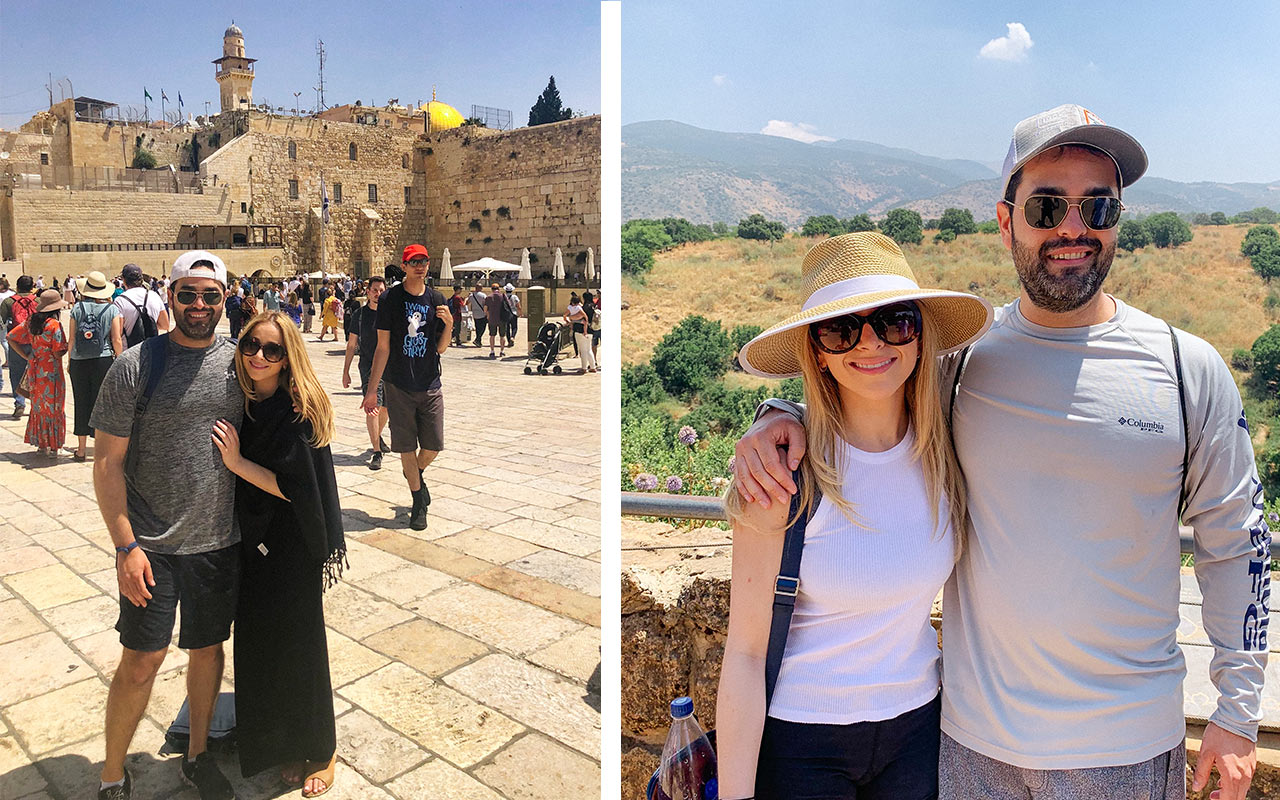 Birthright Israel alumni Lindsay Kaufman & Mike Serviansky at the Kotel and in Northern Israel