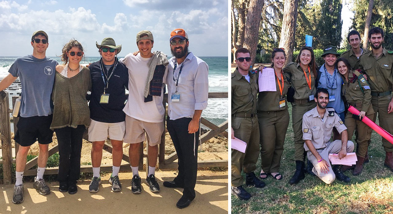 Collage of photos of Ethan Frank with Mifgash from his 2015 Birthright Israel trip