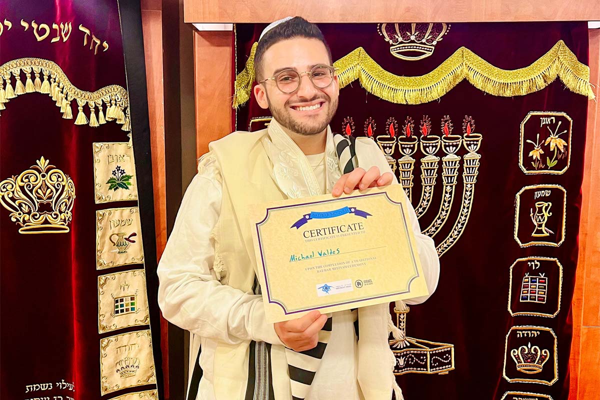 Birthright Israel participant Michael Valdes at his Bar Mitzvah