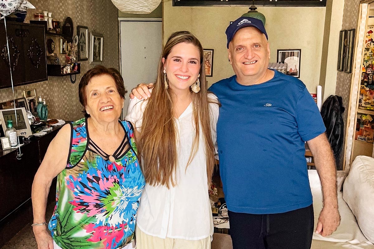 Gabriella Guez and her grandmother and dad in Israel.