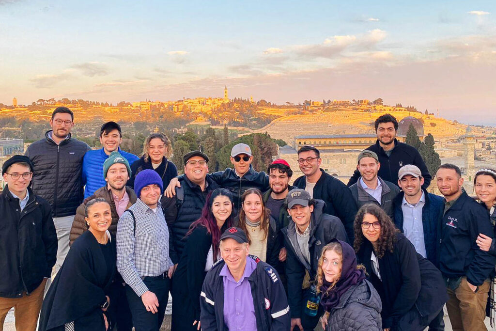Joshua Abrams with his Birthright Israel group