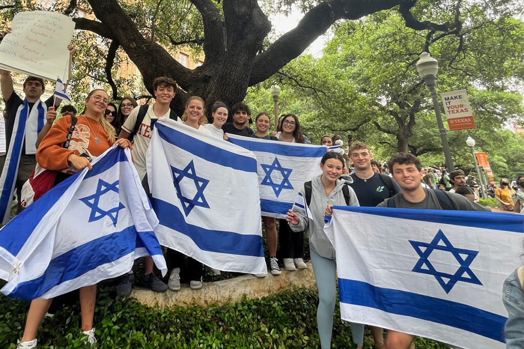 Abbie Barkon and fellow Jewish students at UT.